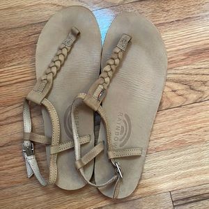 Rainbow t-strap sandals